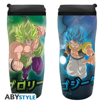 Erleben Sie den intensiven Kampf zwischen Broly und Gogeta mit diesem Dragon Ball Super Broly Reisebecher von ABYstyle.